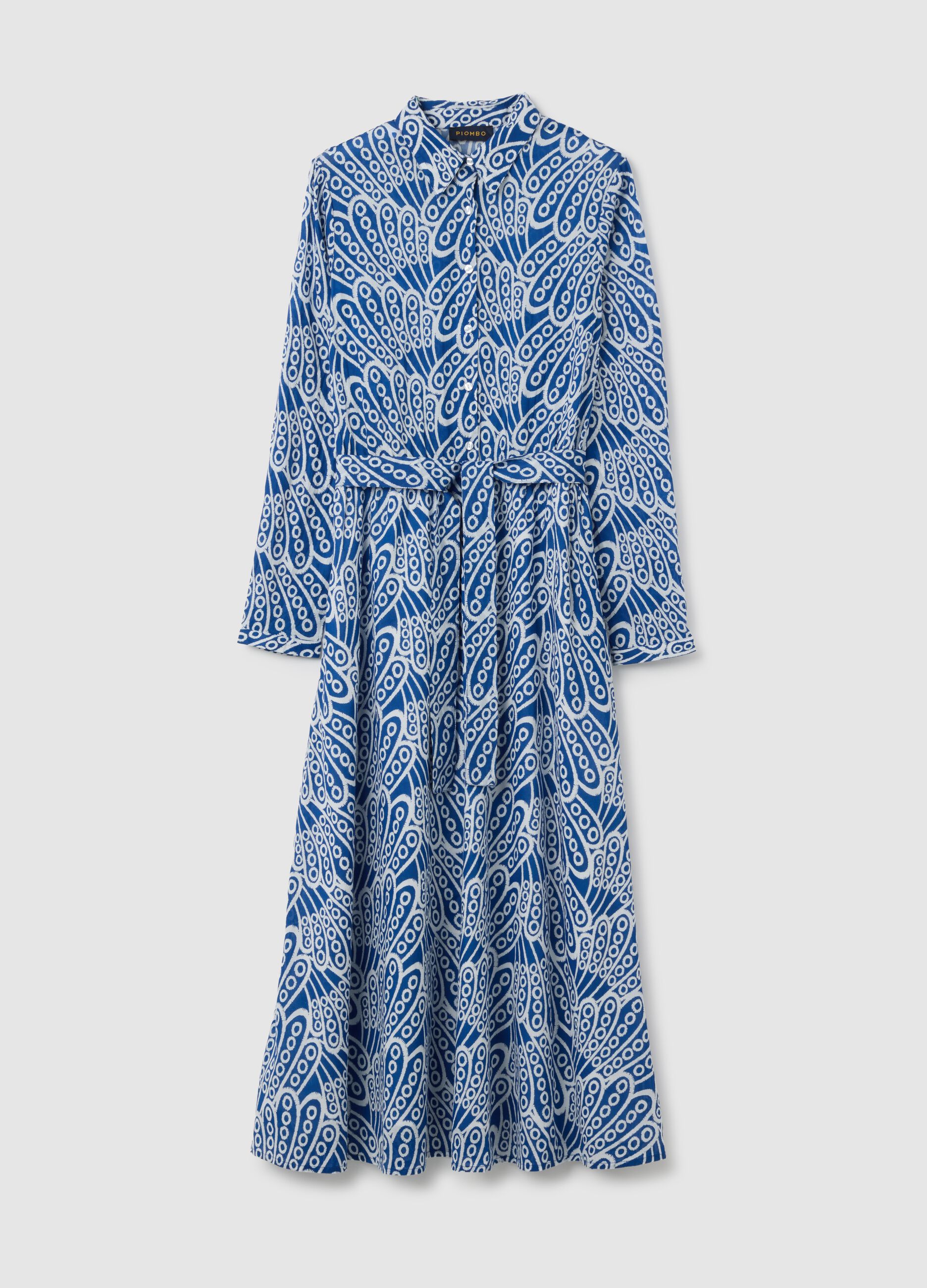 Women's long dress in pure cotton multicolour regular fit