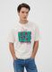 White pure cotton Peanuts print T-shirt, relaxed fit_0