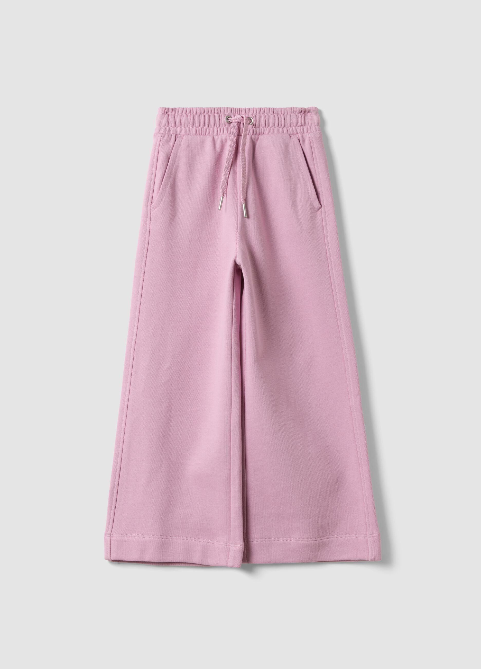 Pantaloni culotte rosa in puro cotone organico per bambina