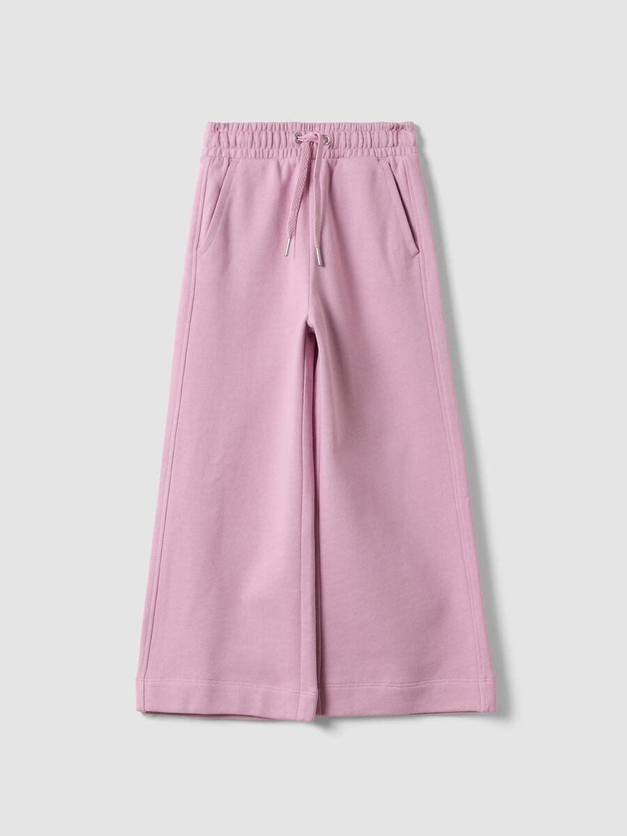 Pantaloni culotte rosa in puro cotone organico per bambina_0
