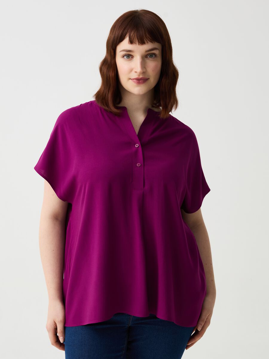 Blusa in viscosa con bottoni Curvy_0