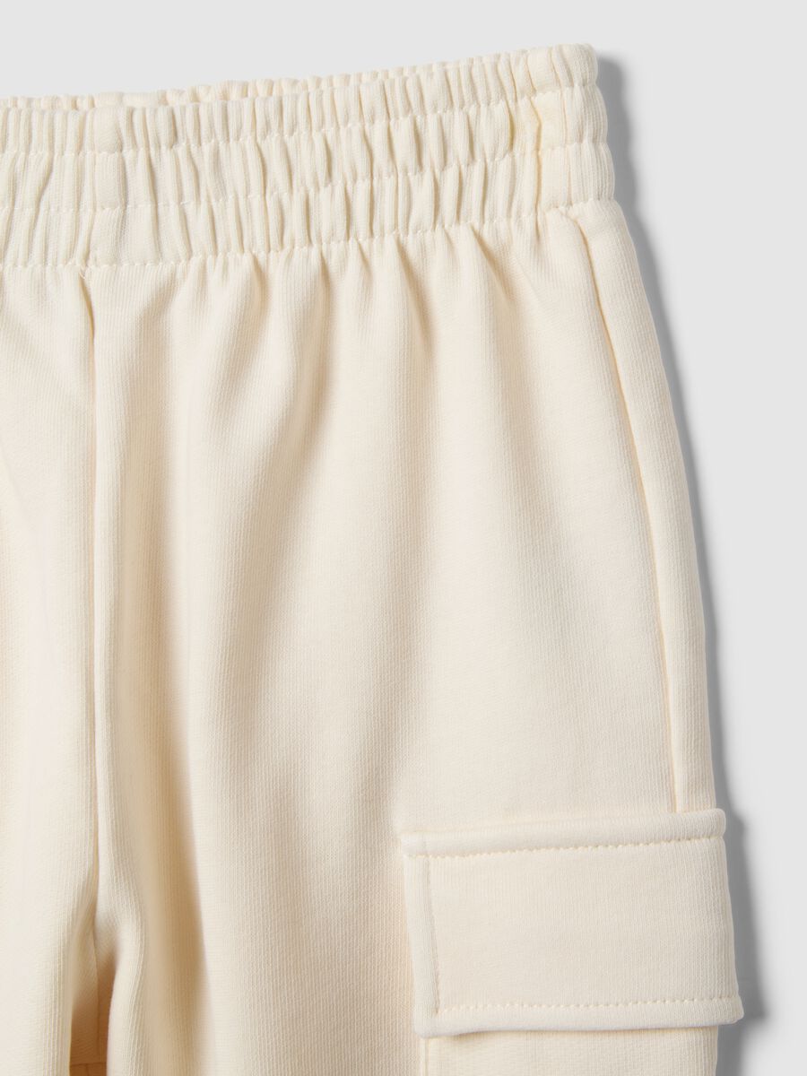 Beige pure cotton regular fit girls' cargo trousers_2