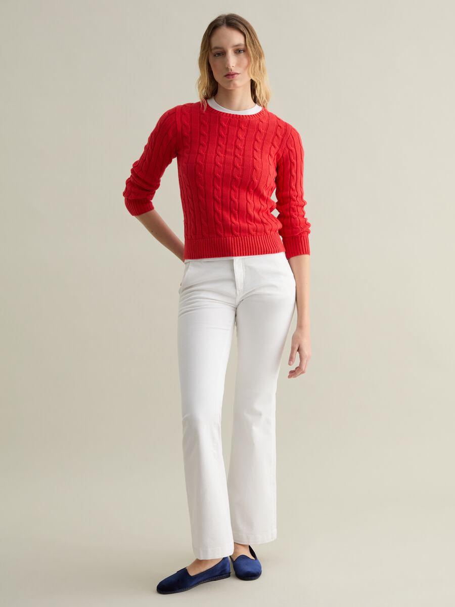 Ribbed pullover with cable-knit design_1