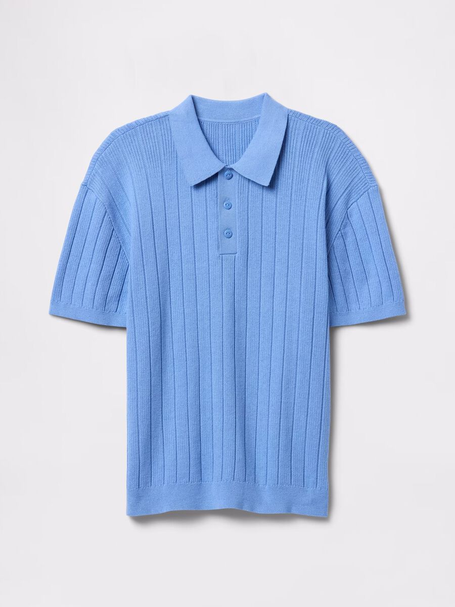 Light blue polo shirt with short sleeves in cotton_3