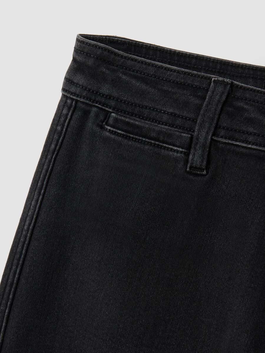 Jeans in cotone elasticizzato neri wide leg_5