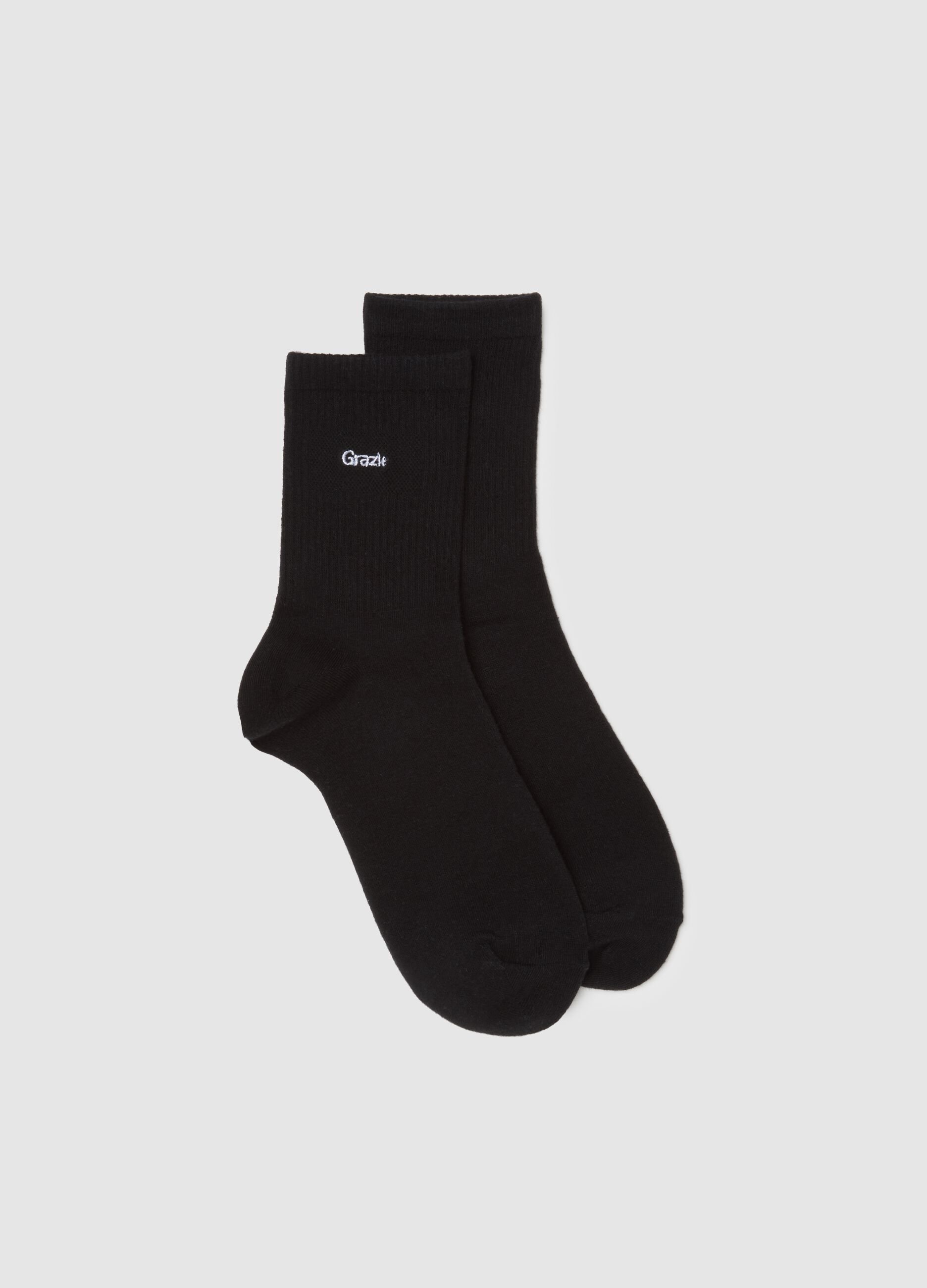 Black Stretch Cotton Socks