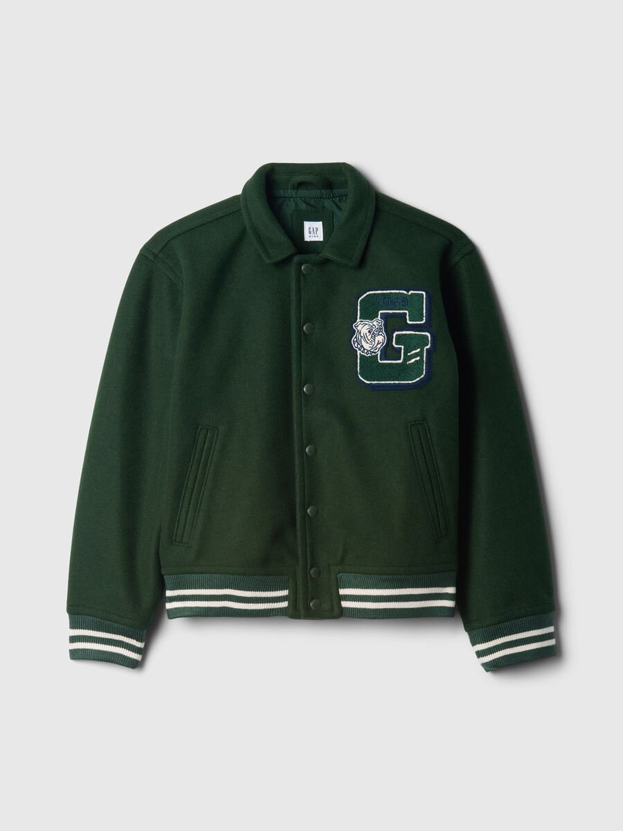 Varsity bomber jacket with bouclé applications_4