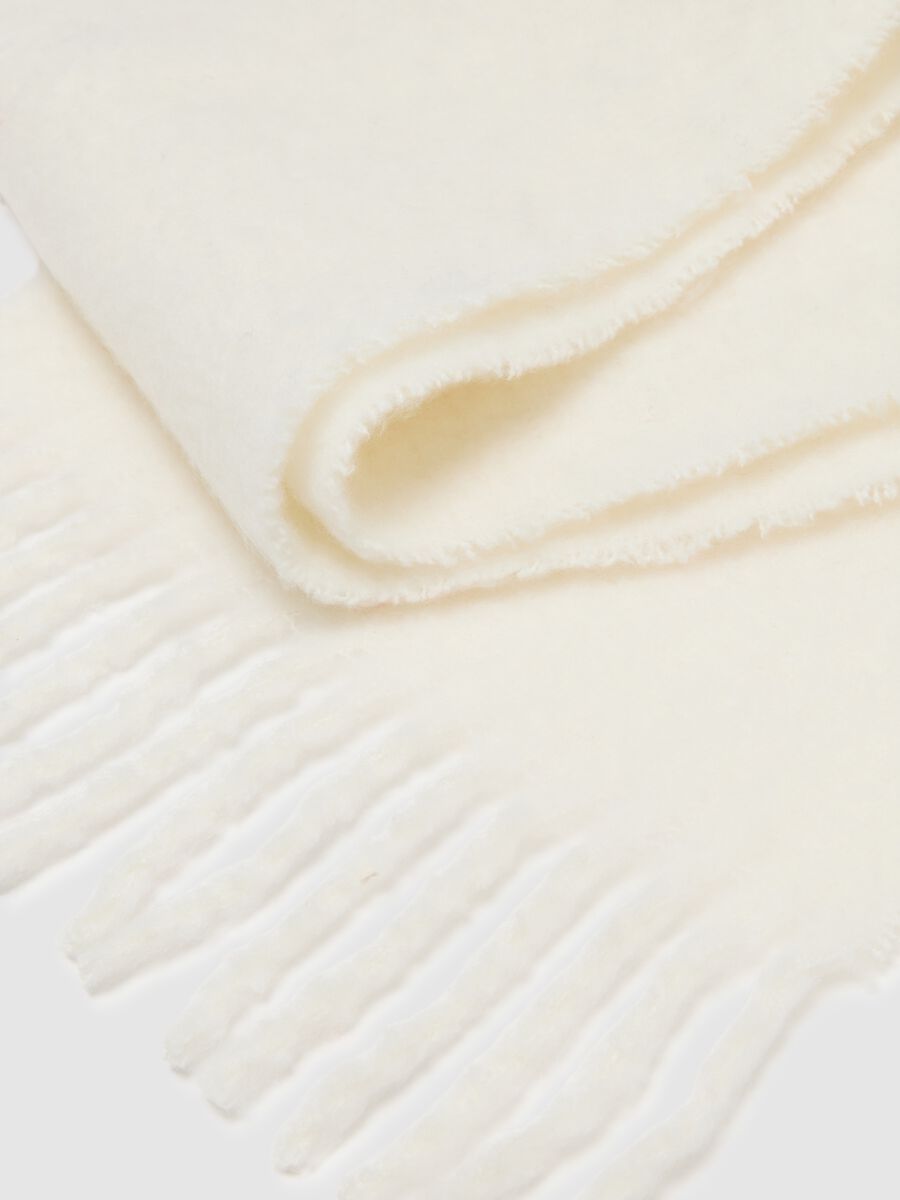 White Girls' Scarf with Fringes_2