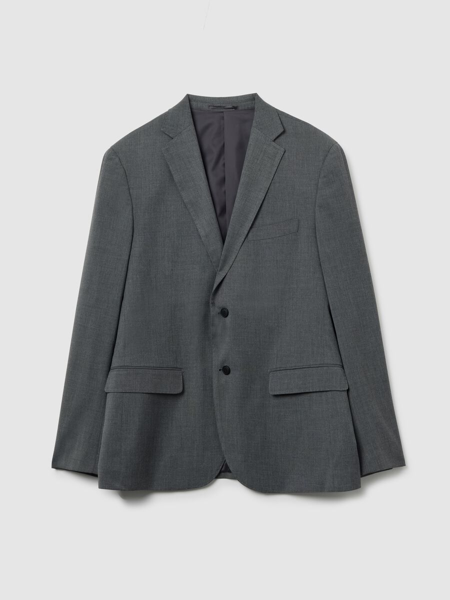 Grey business blazer in stretch fabric_0
