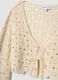 Beige cotton-blend regular-fit cardigan with openwork design_5