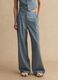 Linen-blend wide-leg trousers with blue and white micro-checks_1