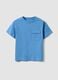 Children's sky blue pure cotton T-shirt, regular fit with pocket_0