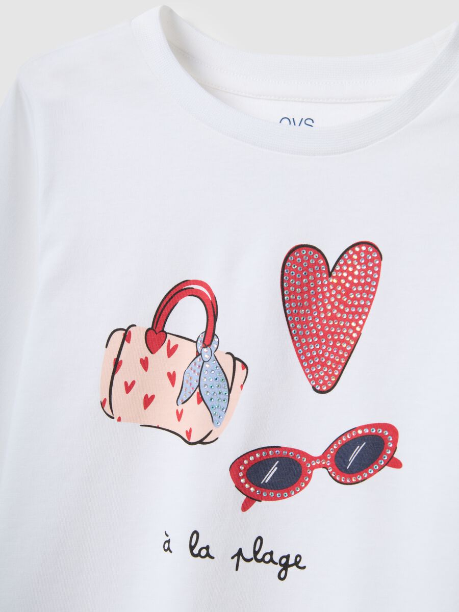 White pure cotton t-shirt for girls, regular fit_2