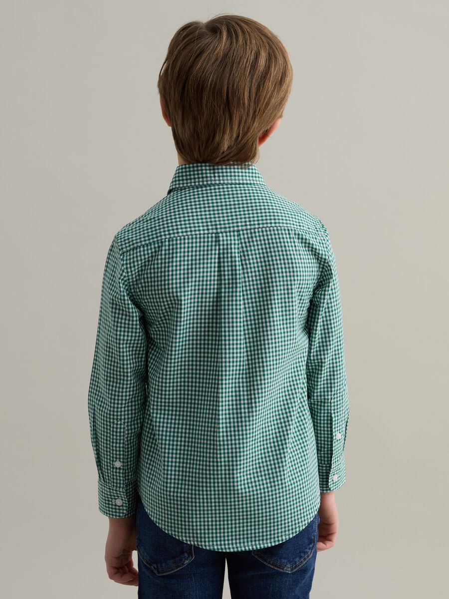 Gingham button-down shirt with logo embroidery_1