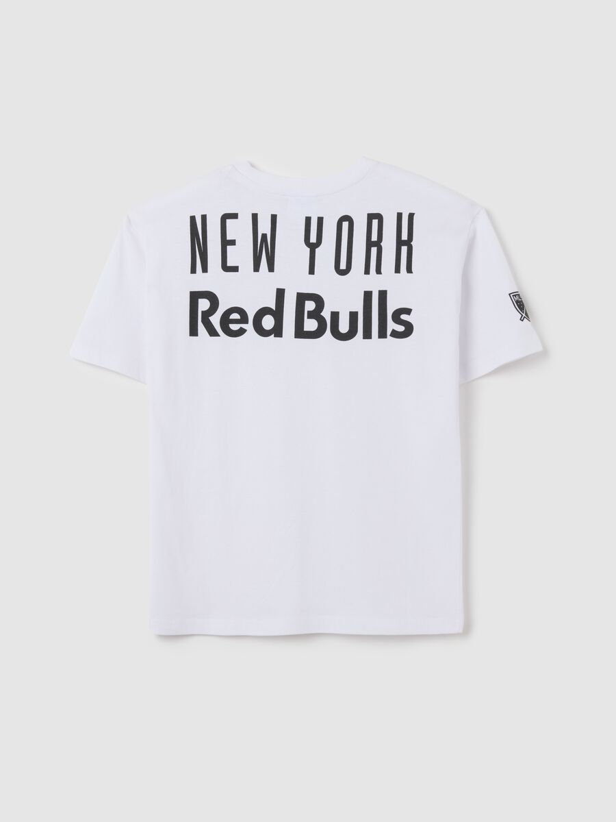 T-shirt da bambino in puro cotone bianca con logo Red Bull New York_1
