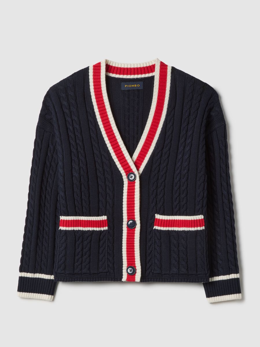 Cardigan multicolor in puro cotone over fit con scollo deep V_0