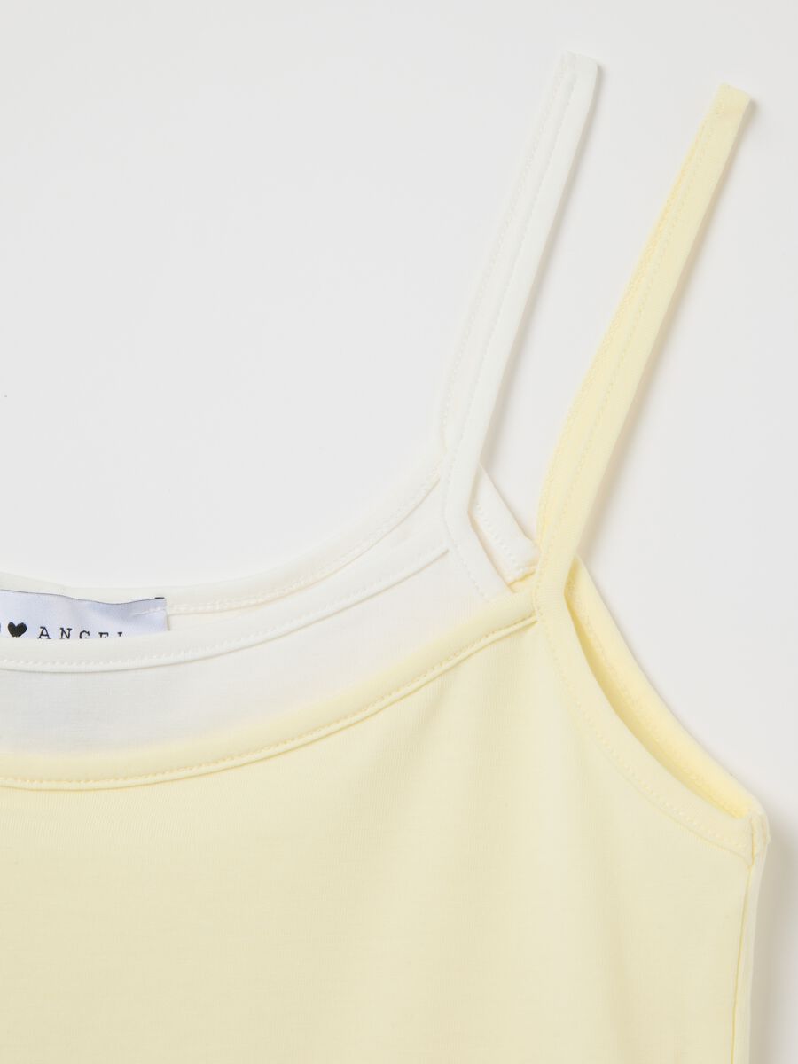 Women's yellow stretch cotton tank top with thin straps_5