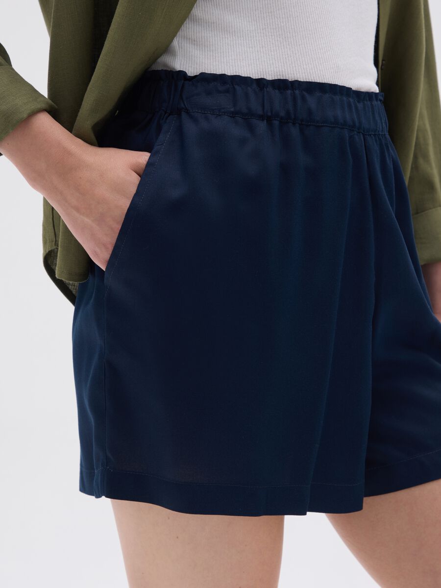 Women's Viscose Blue Regular Fit Shorts_3