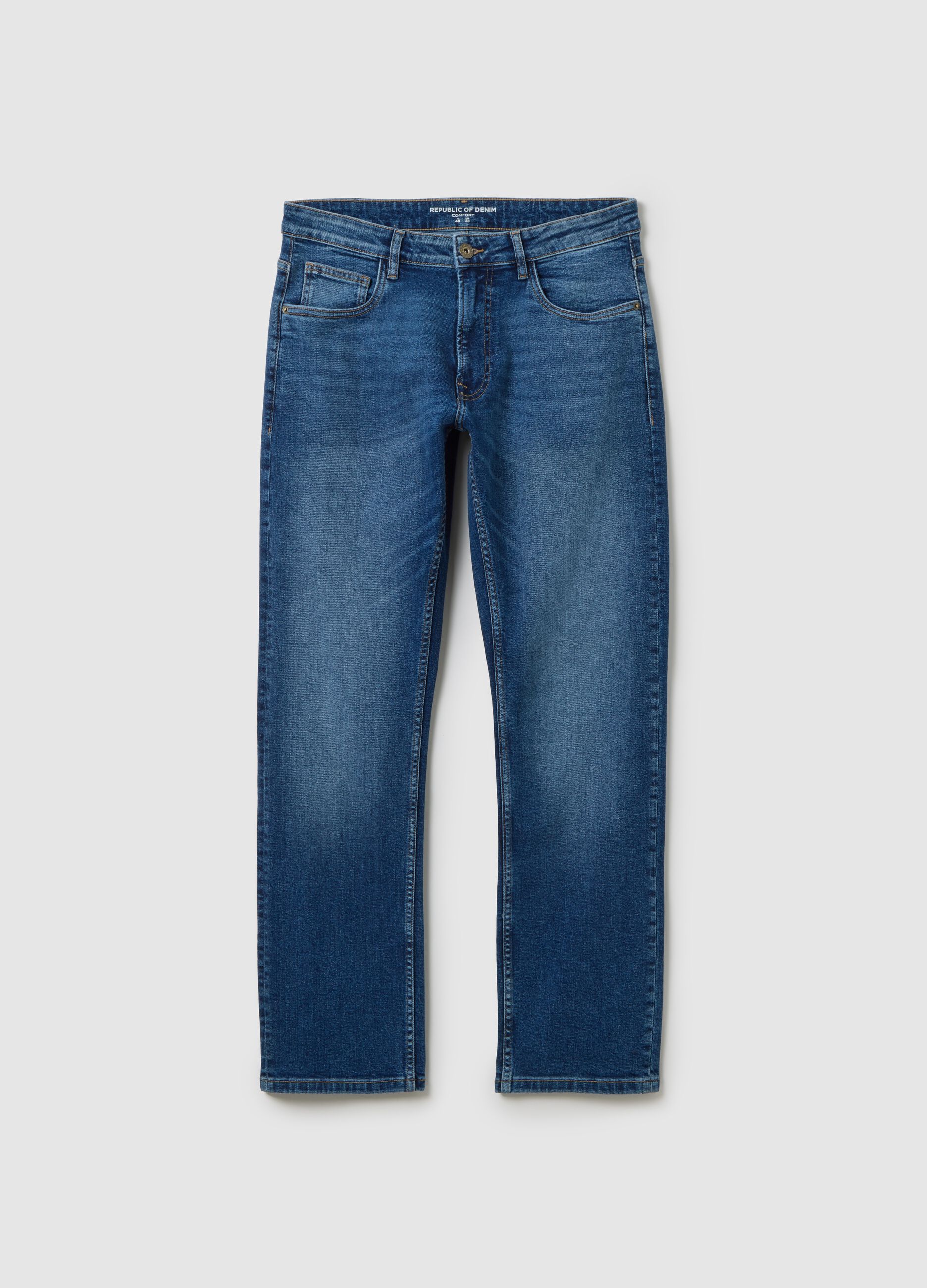 Jeans blu in denim elasticizzato