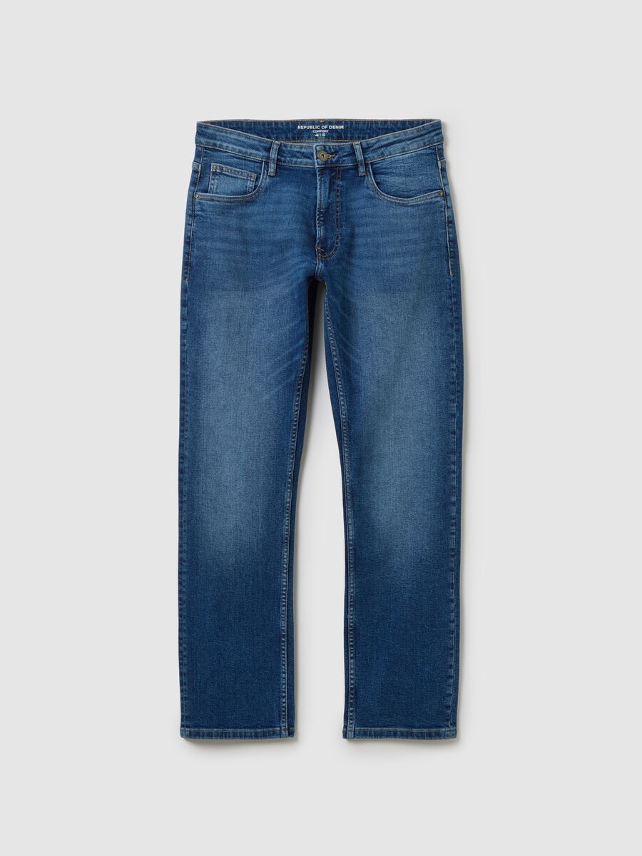 Jeans blu in denim elasticizzato_4