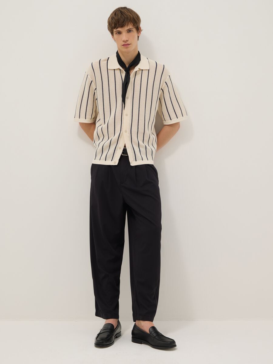 Multicolour striped pure cotton polo with bowling collar, regular fit_2