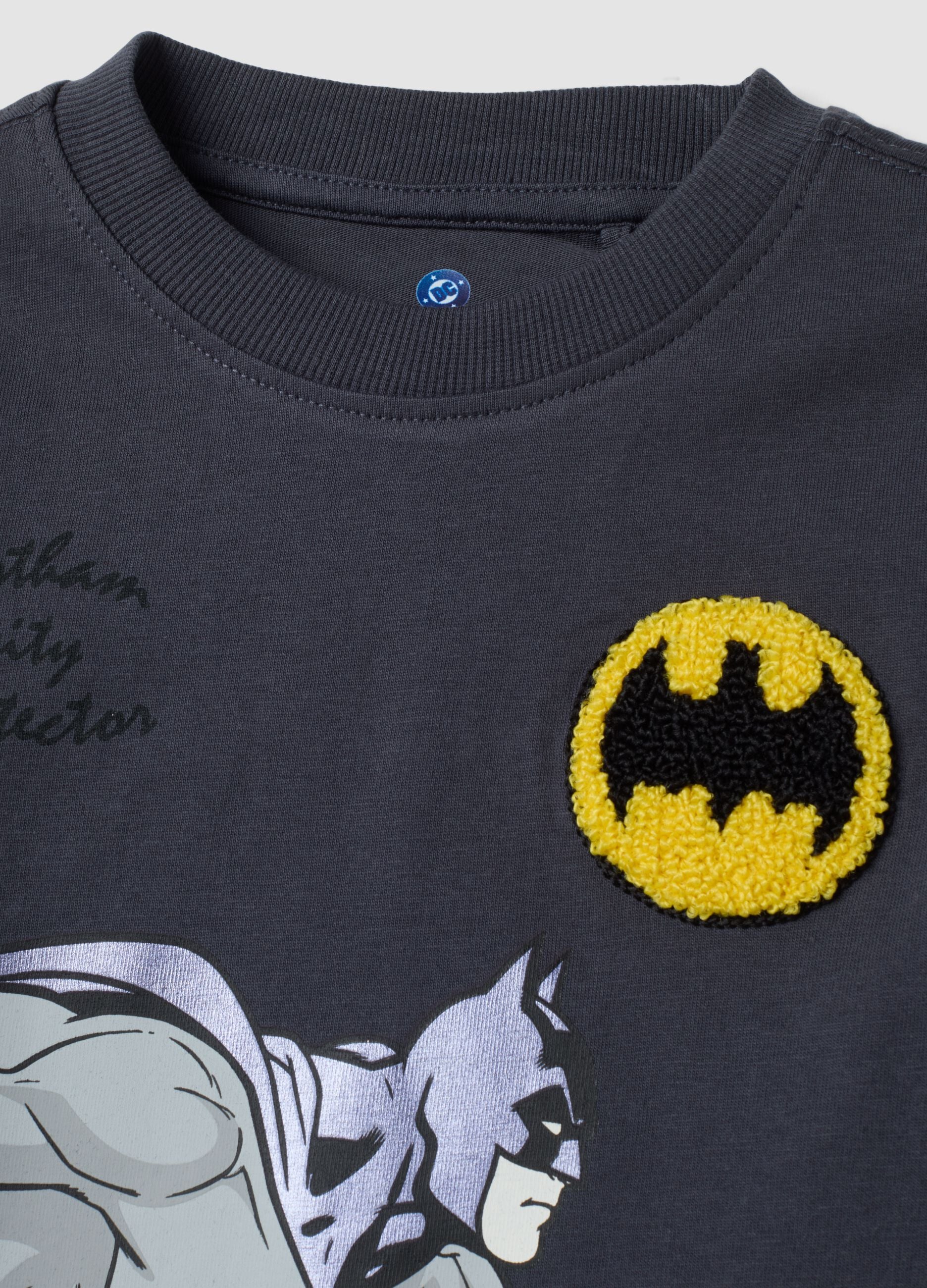 Blue pure cotton Batman print oversized T-shirt