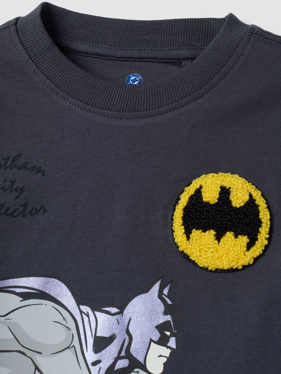 T-shirt blu in puro cotone con stampa Batman over fit_2