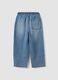 Light blue cotton and viscose blend joggers with drawstring for boys_1
