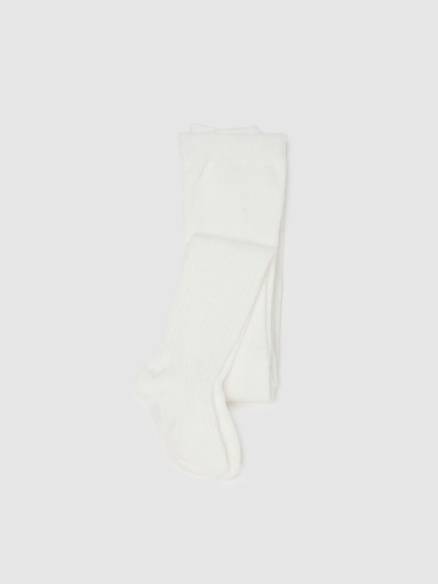 White cotton stretch tights_0