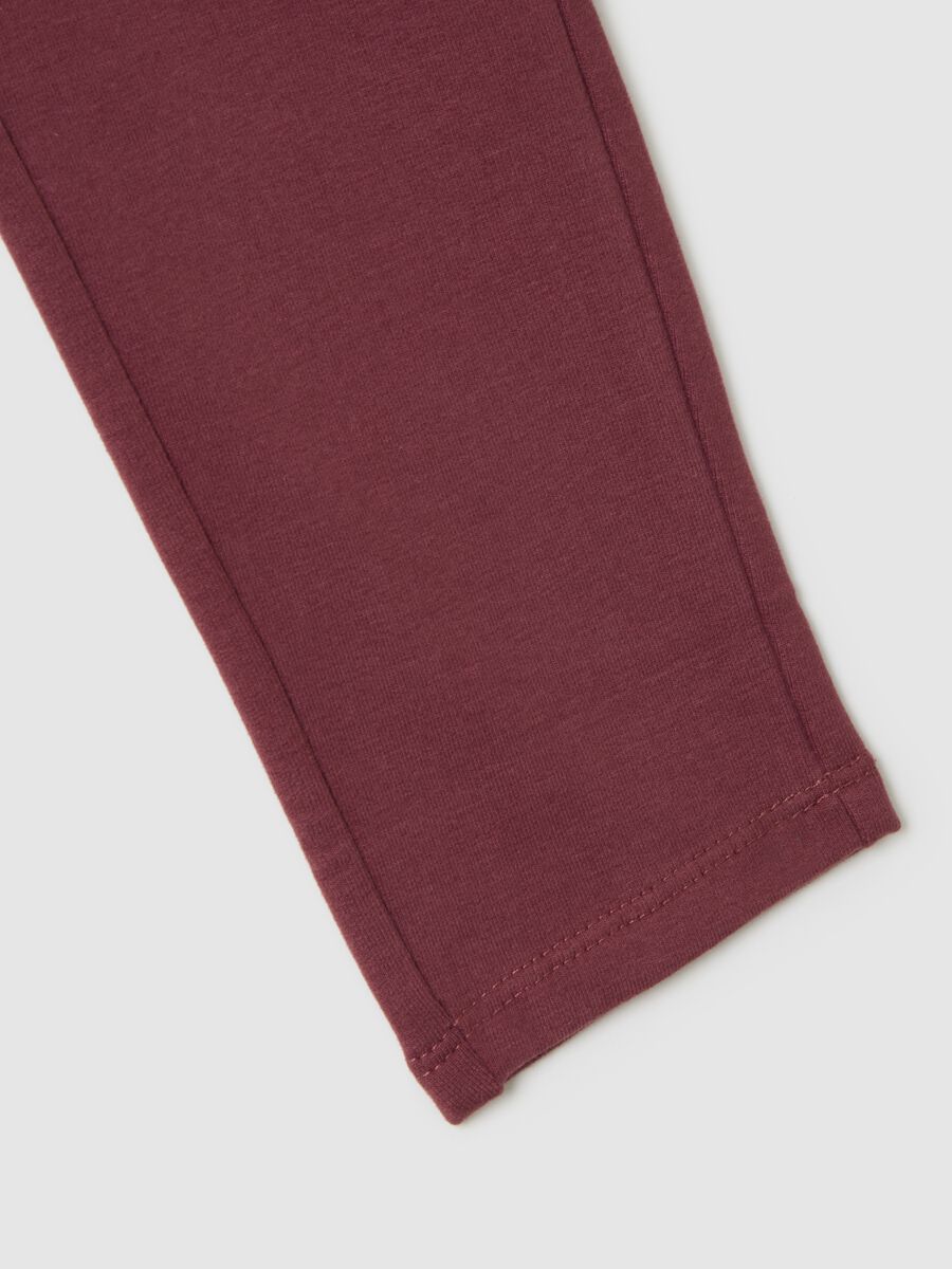 Leggings da bambina in misto cotone elasticizzato rossi slim fit_3
