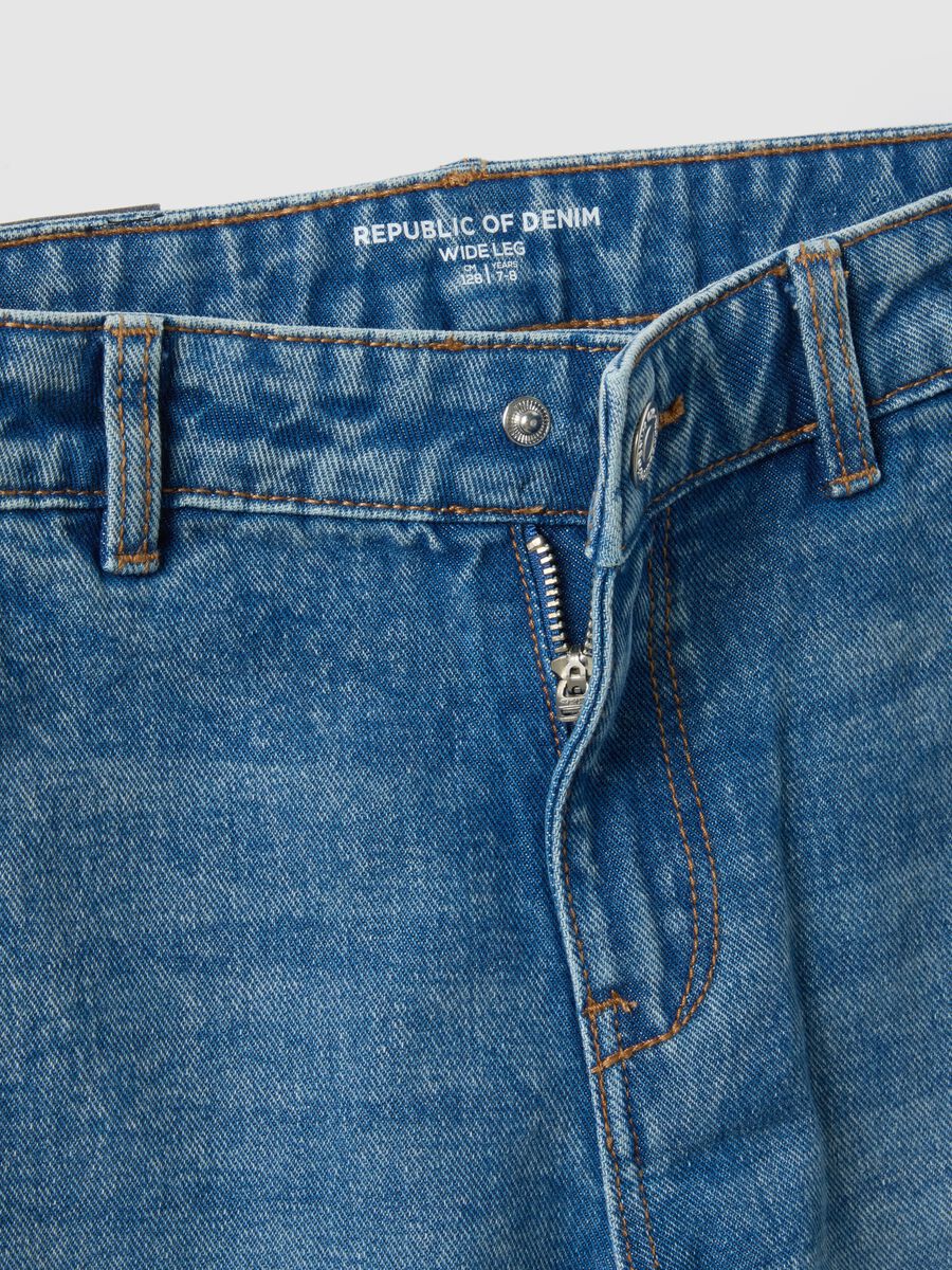 Girls' Wide Leg Blue Pure Cotton Jeans_2