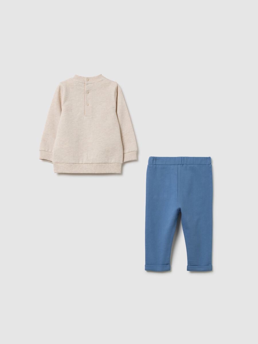 Baby sweatshirt and trousers set in pure cotton beige and blue_1
