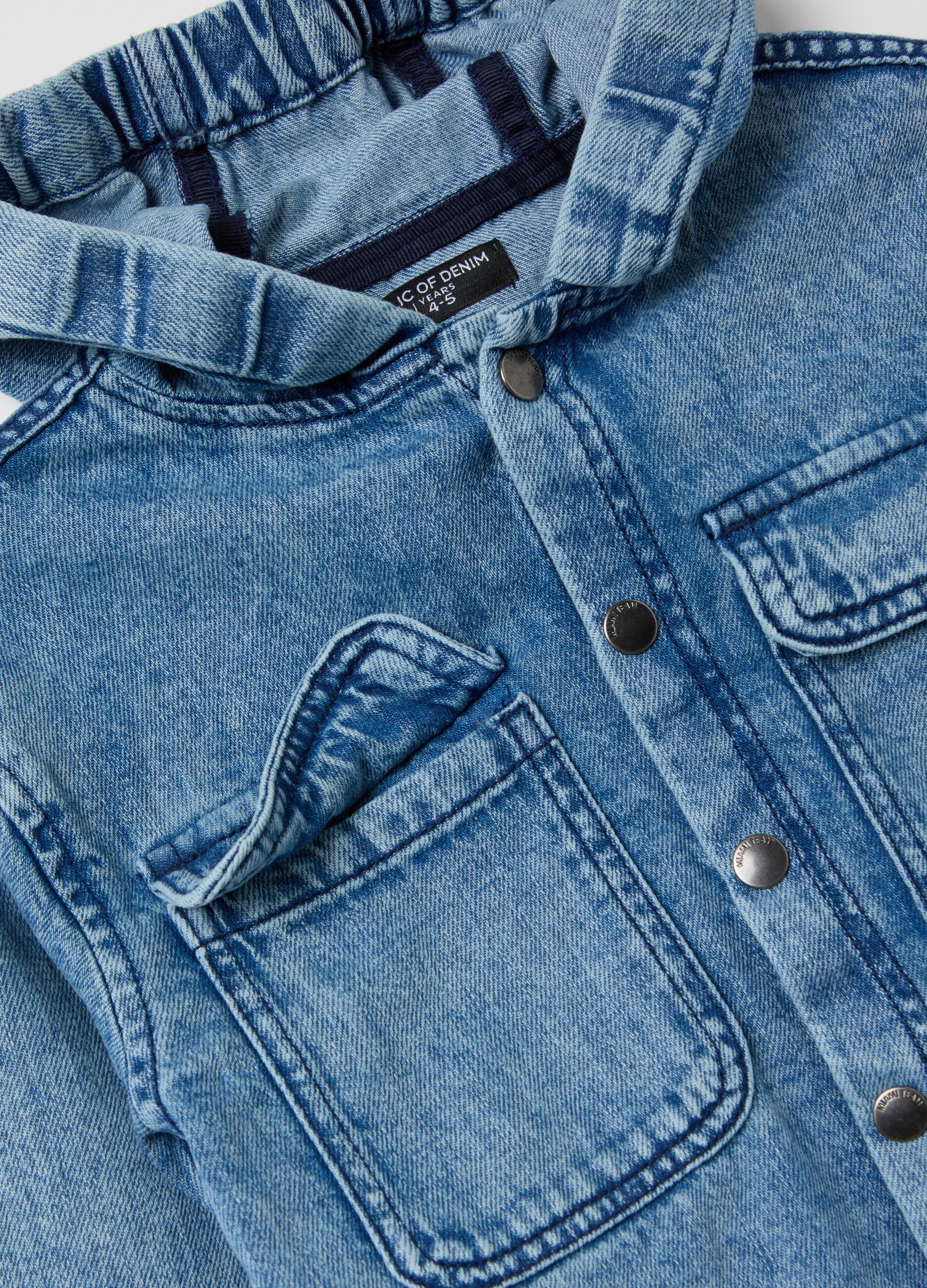 Denim shacket with hood