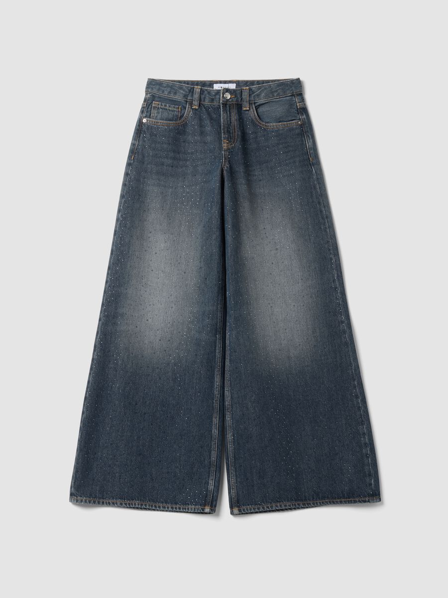 Jeans denim blu super wide leg in puro cotone_5
