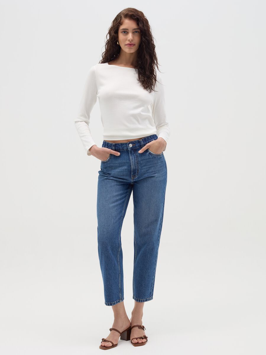 Long-sleeved T-shirt with boat neck_1