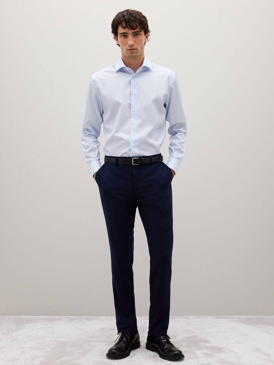 Blue cotton regular fit shirt_2