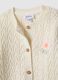 Girls' beige pure cotton cardigan with regular fit and embroidery_2