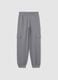 Girls' grey jogger pants in pure cotton with relaxed fit_0