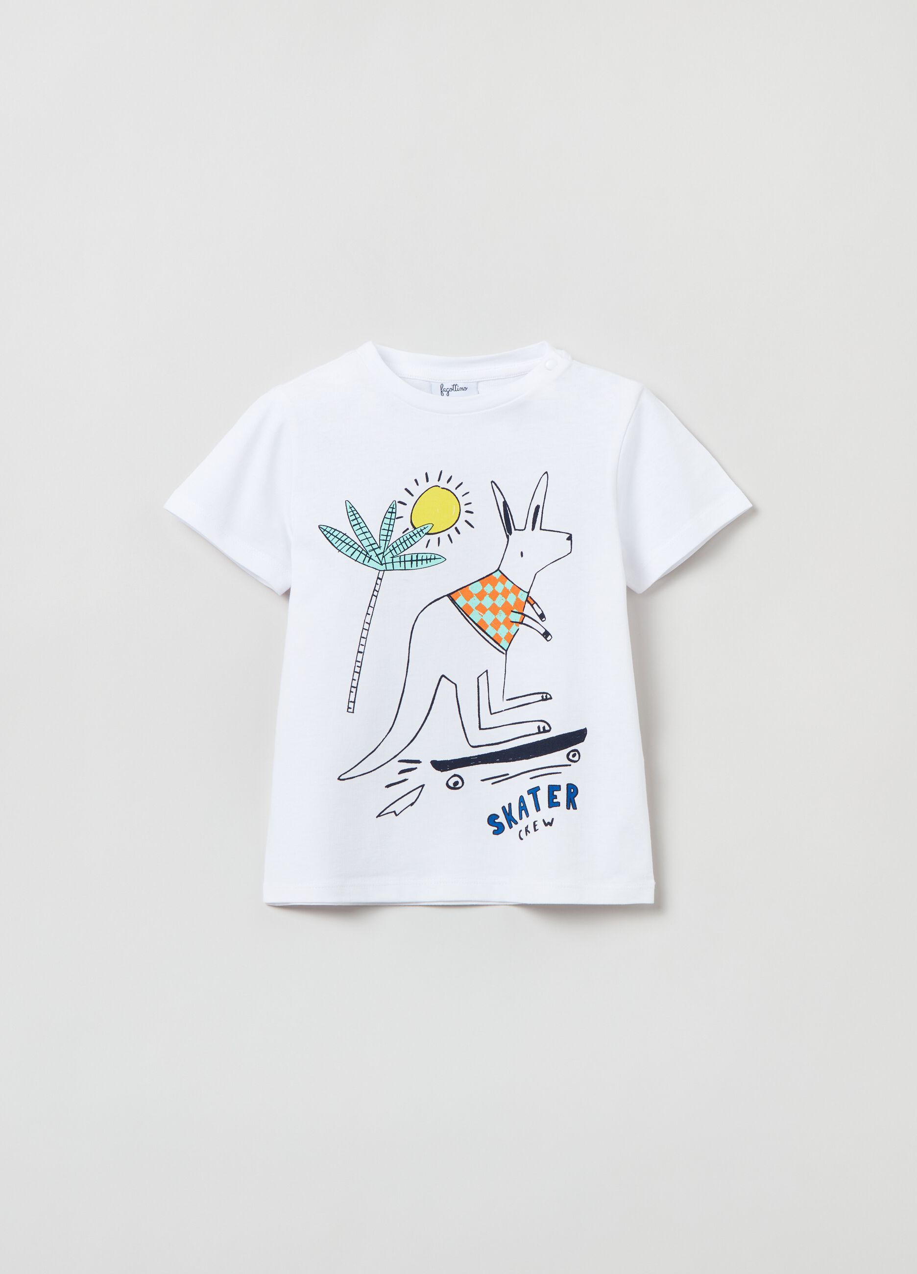 Cotton T-shirt with kangaroo skater print