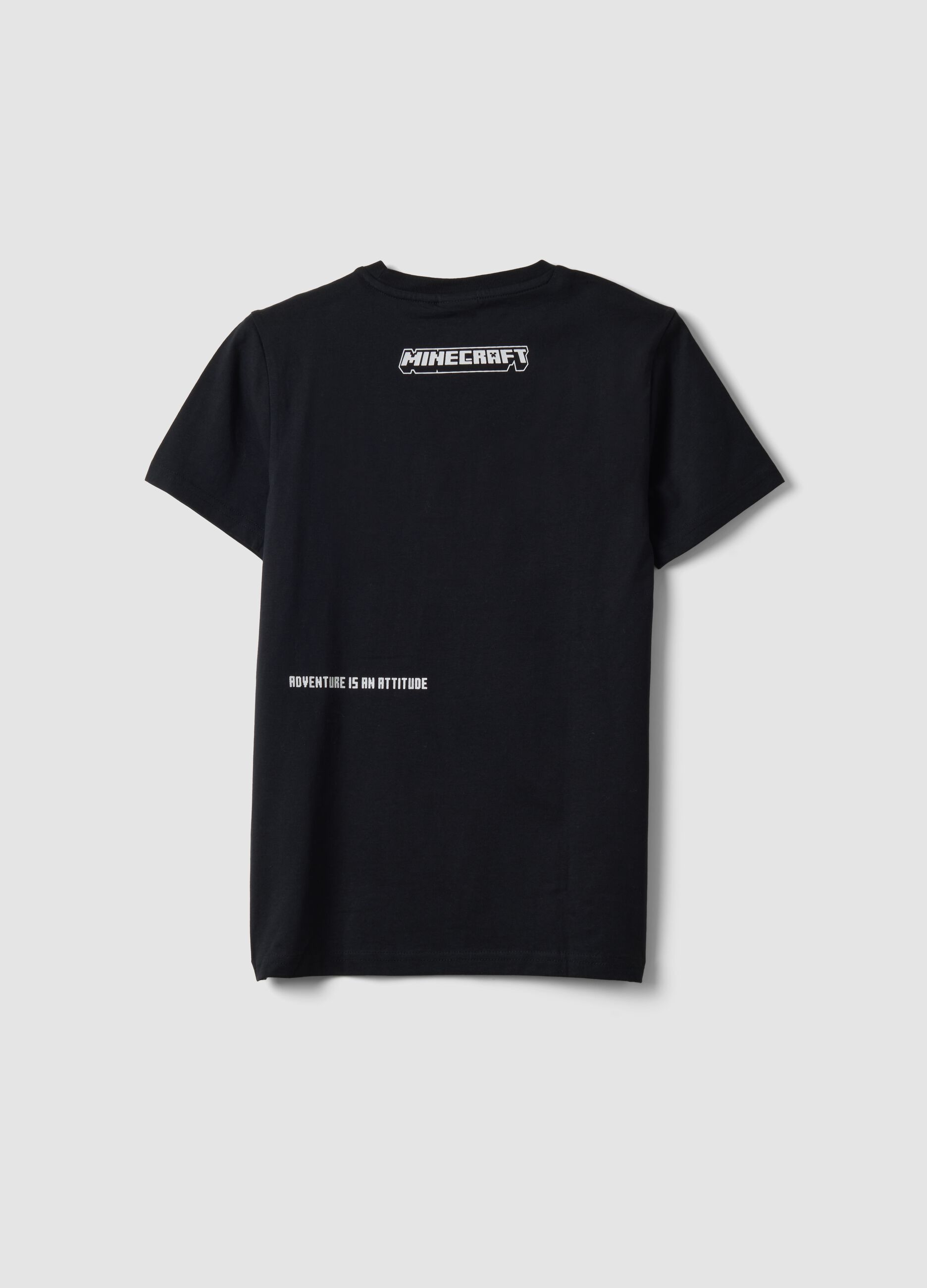 Black pure cotton Minecraft print T-shirt for boys