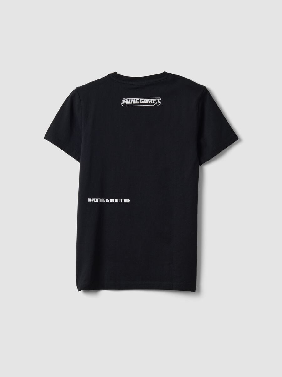 Black pure cotton Minecraft print T-shirt for boys_4