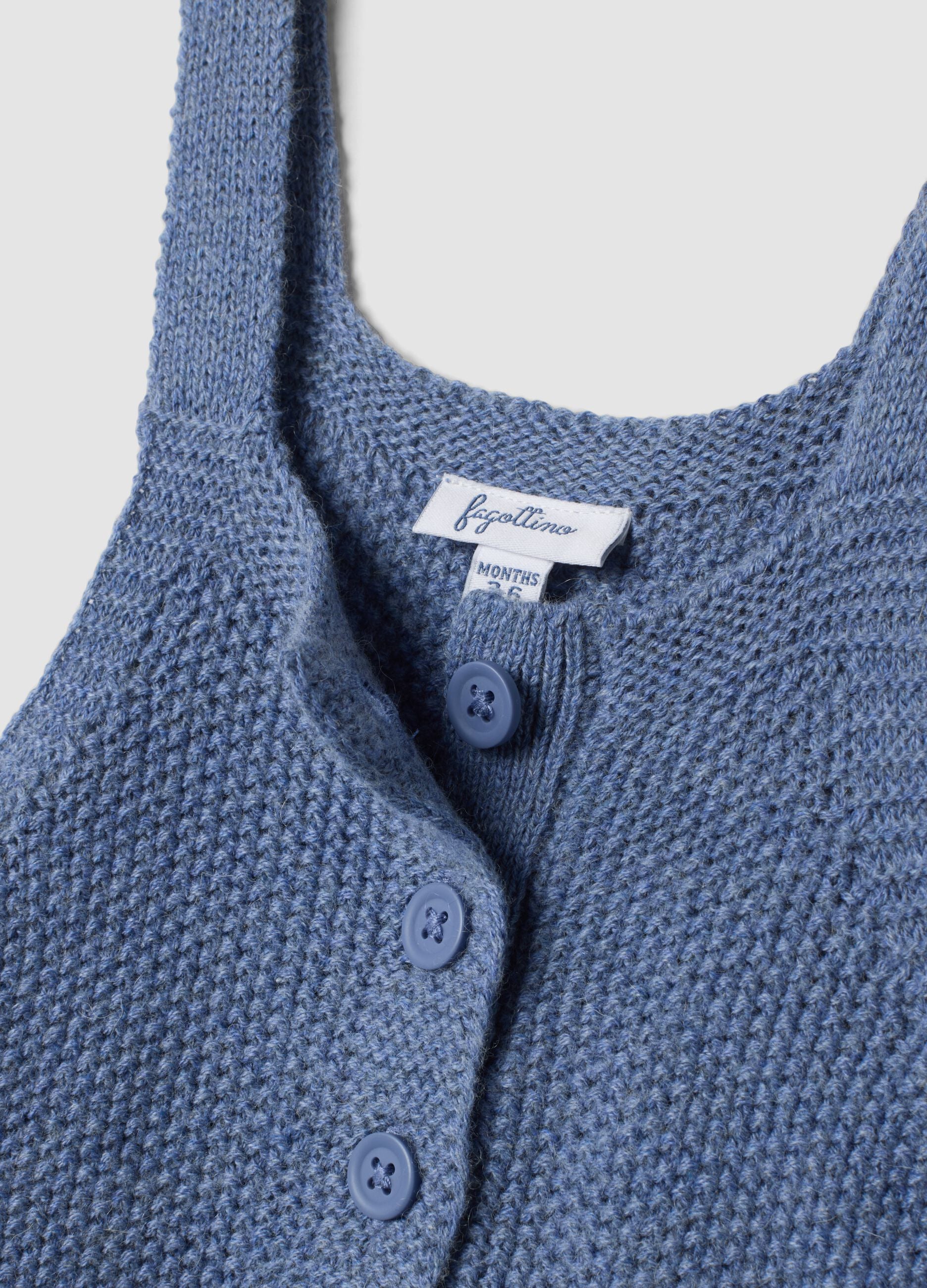 Salopette blu melange in misto cotone organico e lana