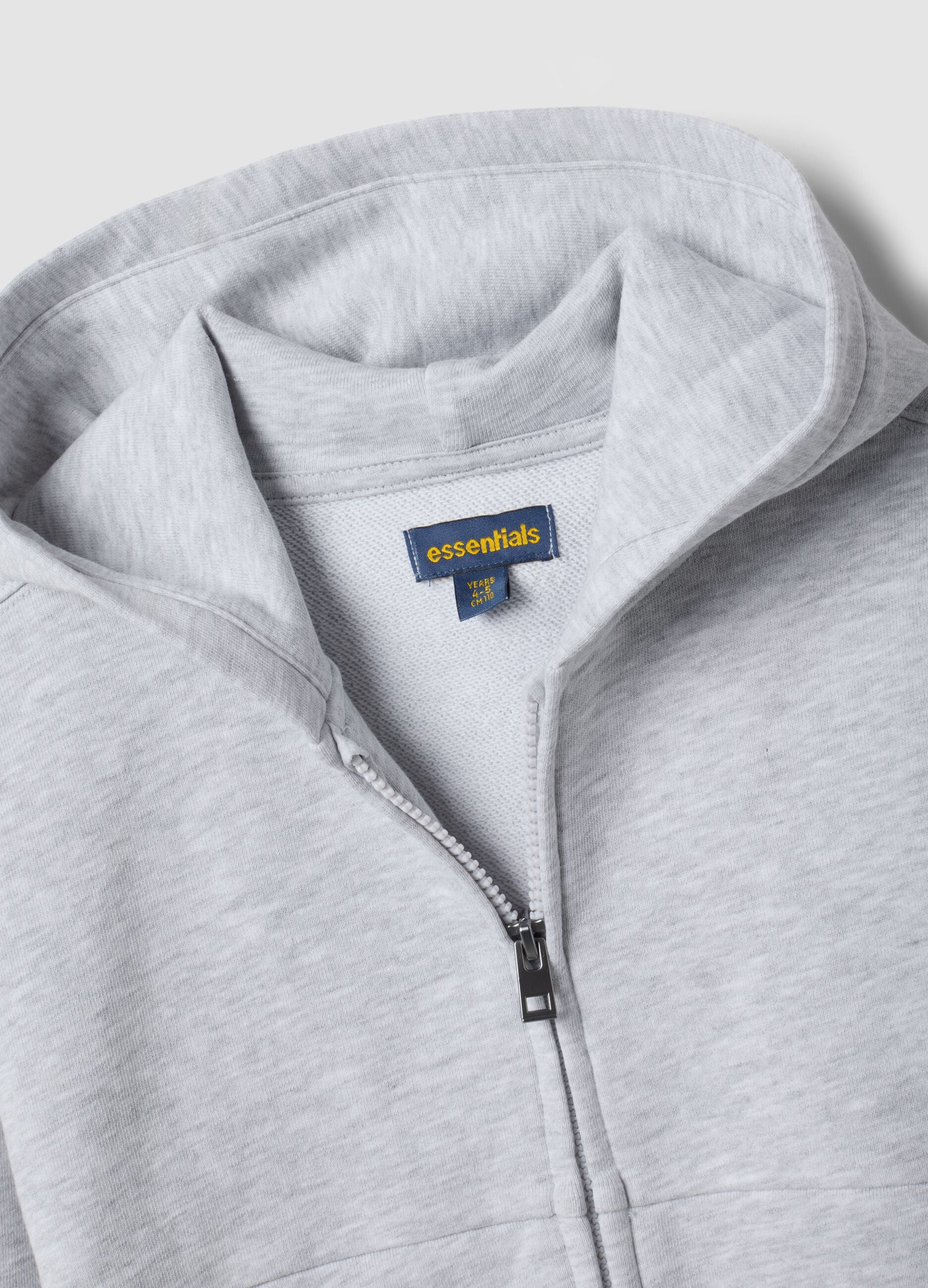 Grey organic cotton hooded sweatshirt with oversized fit for boys