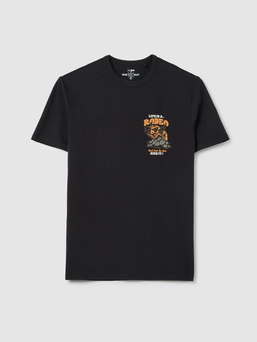 Black short sleeve cotton T-shirt Ovs_4