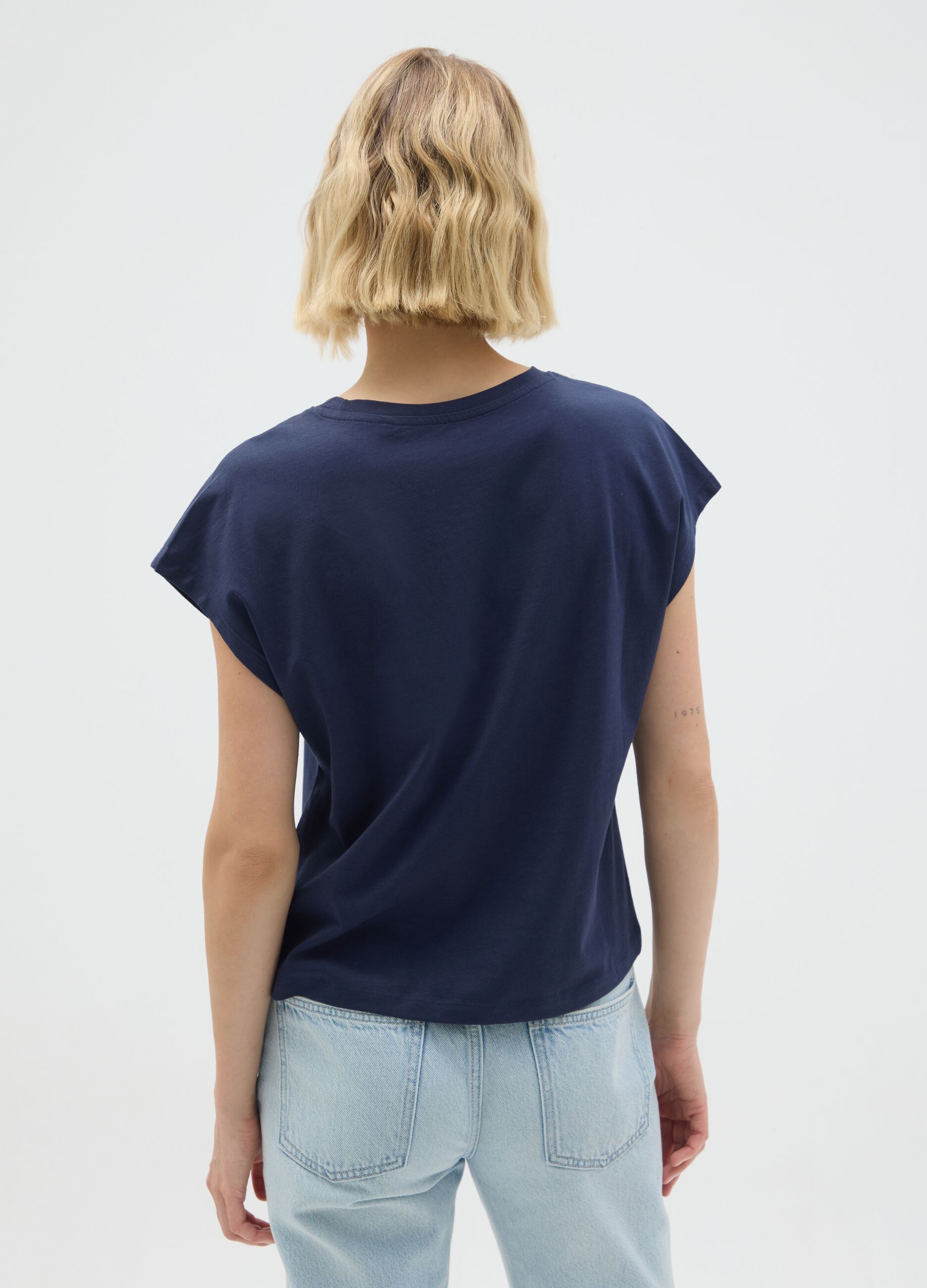 Ladies' blue cotton t-shirt