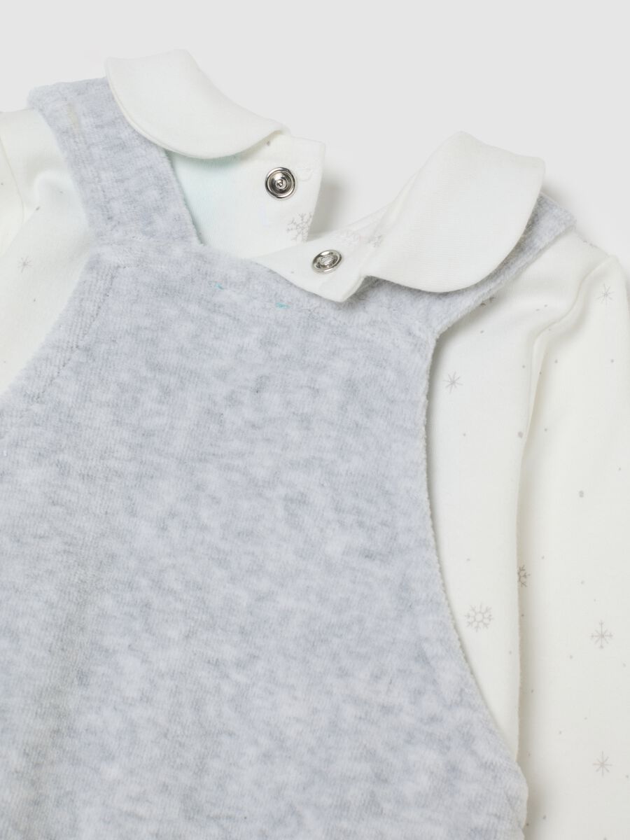 Newborn multicolour cotton blend dungaree and t-shirt set_3