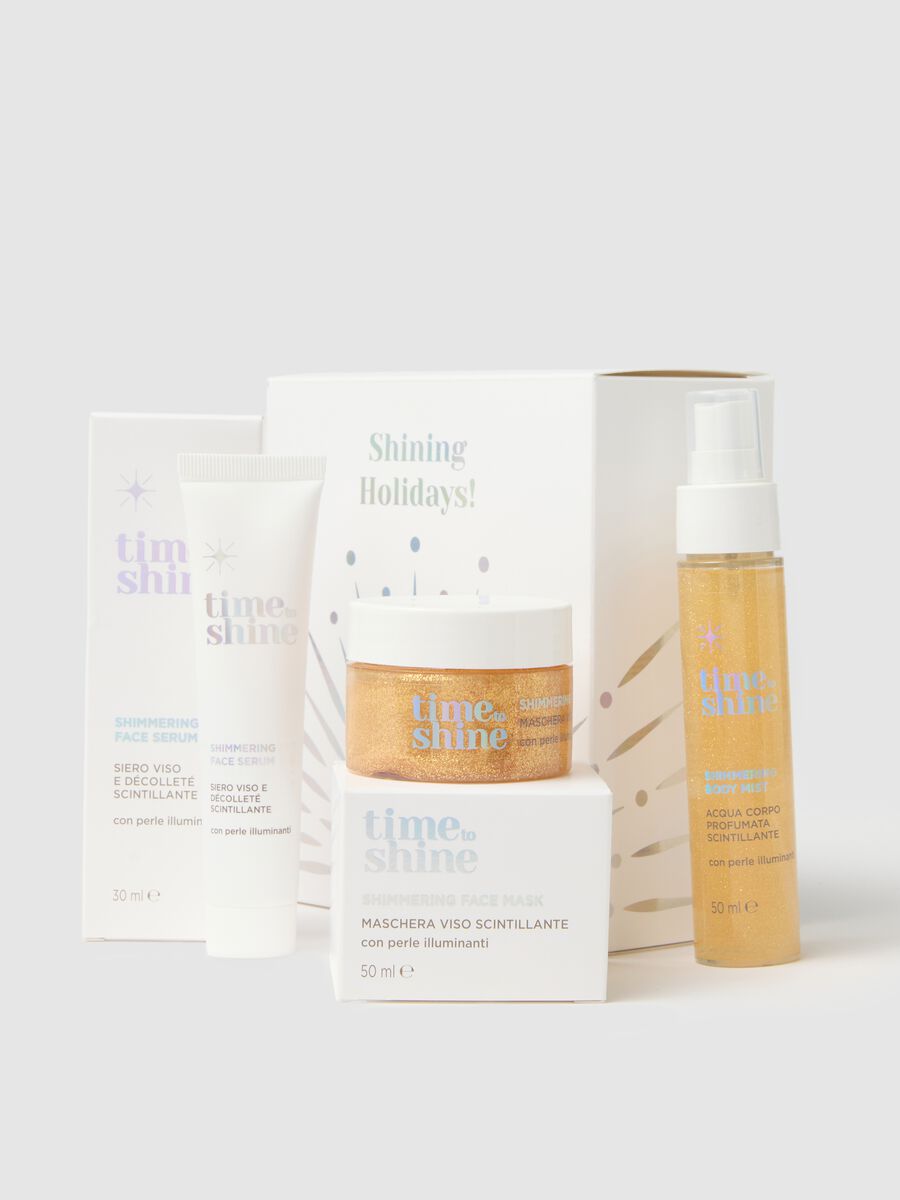 TIME TO SHINE Kit trio gold (maschera + siero + body mist)_0