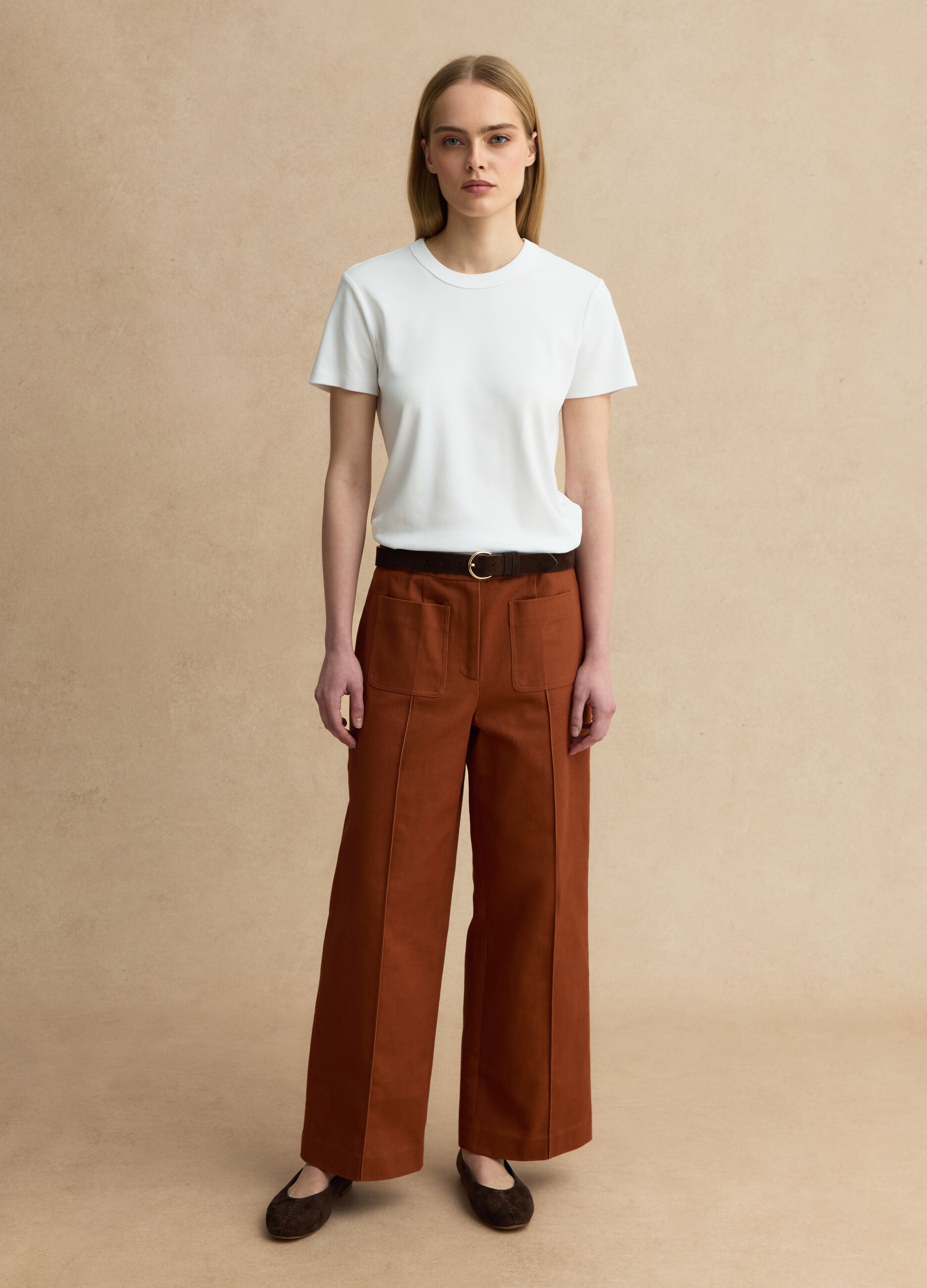 Brown pure cotton trousers