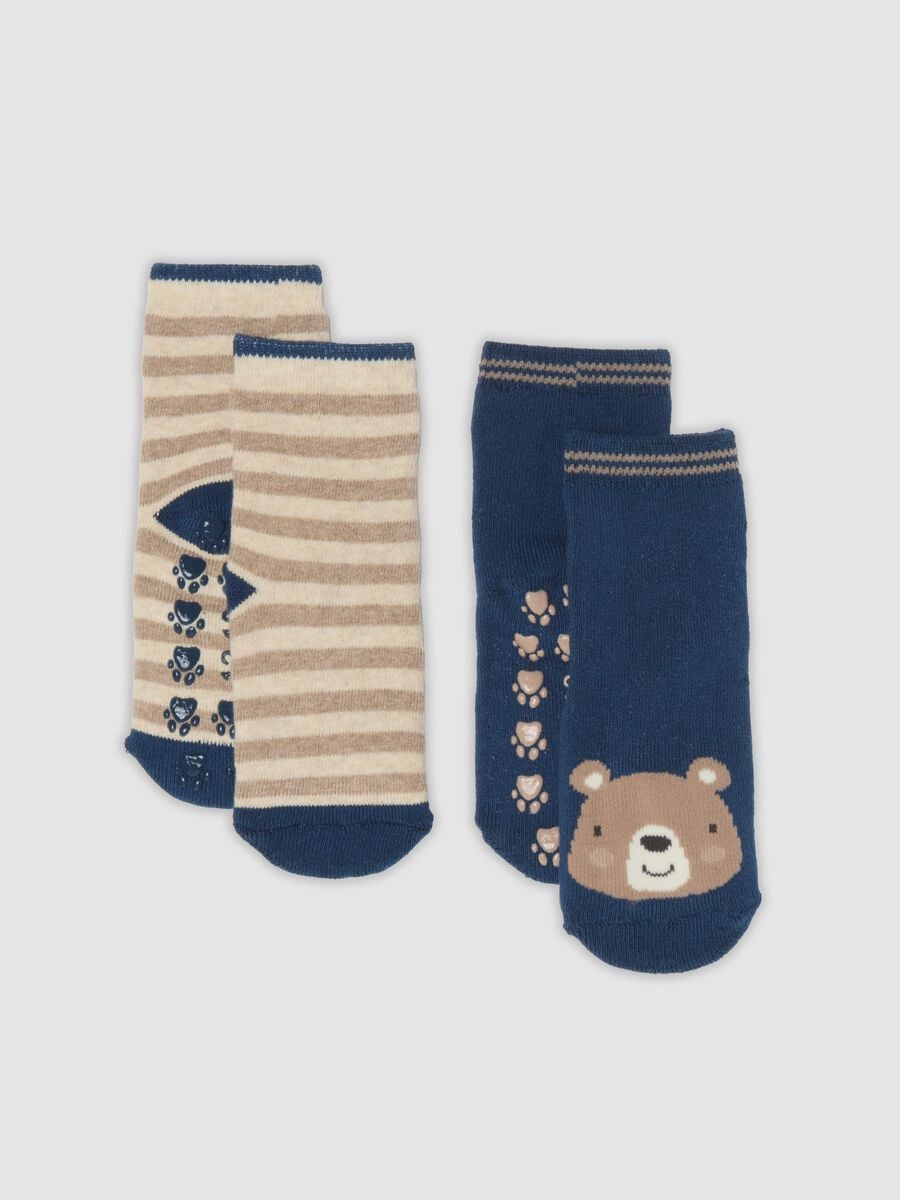 2-pack of multicolour non-slip socks in organic stretch cotton_0