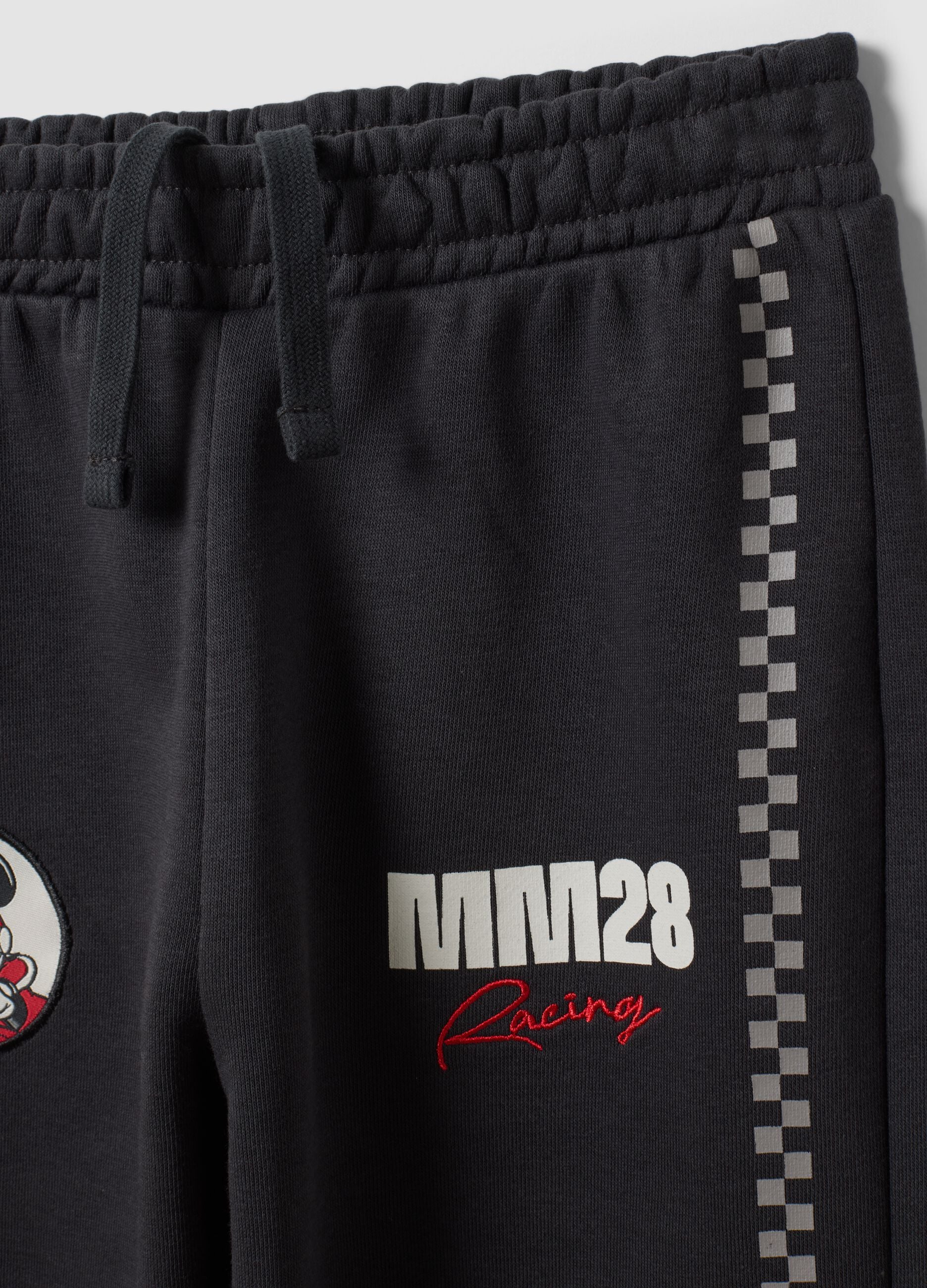 Pantaloni jogger neri in misto cotone con elastico e stampa Mickey